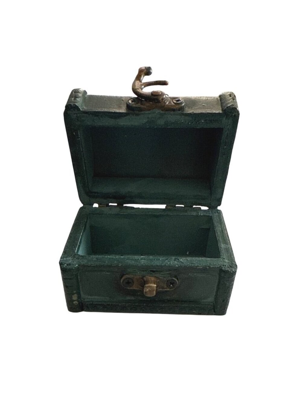Small Green Hobby Lobby Decorative Wooden Box With Latch Closure & Hinged Lid